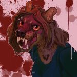  1:1 2020 anthro black_nose brown_hair clothed clothing digital_media_(artwork) euplerid female fossa fossa666 hair hi_res mammal open_mouth orange_eyes shirt solo teeth tongue topwear 