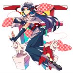  1girl architecture bandana blue_eyes blue_hair cloud dougi dress east_asian_architecture fingerless_gloves gloves japanese_clothes karate_gi long_hair looking_at_viewer nbtkm ryuuko_no_ken sandals simple_background socks the_king_of_fighters toudou_kasumi white_background 
