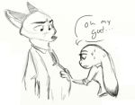  anthro belly bodily_fluids canid canine concerned dialogue disney duo ears_down female fox hands_on_belly judy_hopps lagomorph leporid low_res male male_pregnancy mammal nick_wilde pivoted_ears pregnant rabbit sweat unknown_artist worried worried_look zootopia 