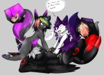  absurd_res anthro black_body black_fur bodily_fluids braixen breasts canid canine dialogue eevee eeveelution erection eyes_closed eyewear fan_character female female_on_top female_penetrated fur genital_fluids genitals glasses group group_sex hair hi_res horn inflation male male/female male_penetrating male_penetrating_female mammal nintendo nude on_top open_mouth peeing penetration penis pok&eacute;mon pok&eacute;mon_(species) raven_eevee raveneevee sex simple_background smile text threesome umbreon urine urine_in_mouth urine_on_penis video_games watersports 