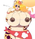  absurd_res anthro betsibi big_breasts bikini breasts cheetah cleavage clothed clothing ear_piercing ear_ring eyewear felid feline female hi_res huge_breasts hyper hyper_breasts lips mammal mature_female piercing plankboy simple_background solo sunglasses swimwear thick_lips thick_thighs white_background wide_hips 