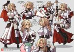  ! !! 2girls arm_up artist_name ass belt belt_buckle blonde_hair blue_eyes blush boobplate boots breastplate breasts buckle catherine_(fire_emblem) closed_eyes drunk english_text eyebrows_visible_through_hair eyes_visible_through_hair fire_emblem fire_emblem:_three_houses gloves green_hair grey_background hand_on_hip heart heart-shaped_pupils highres imagining kinkymation long_hair looking_at_viewer medium_hair multiple_girls one_eye_closed pants patreon_username pauldrons ponytail rhea_(fire_emblem) shoulder_armor simple_background standing sword symbol-shaped_pupils thigh_boots thighhighs throwing vambraces watermark weapon 