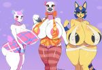  2020 absurd_res animal_crossing ankha_(animal_crossing) anthro areola areola_slip avian big_breasts big_butt bird blanche_(animal_crossing) breasts butt cervid cleavage clothed clothing diana_(animal_crossing) domestic_cat egyptian eyeshadow felid feline felis female genitals group hi_res huge_breasts ineffective_clothing lips looking_at_viewer makeup mammal nintendo nipple_outline no_underwear plankboy pussy thick_bottom_lip thick_thighs video_games wide_hips yellow_body 