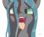  2020 absurd_res azerta56 digital_media_(artwork) eyebrows eyelashes fangs female feral friendship_is_magic front_view green_eyes hi_res horn mouth_shot my_little_pony open_mouth queen_chrysalis_(mlp) solo teeth tongue tongue_out 
