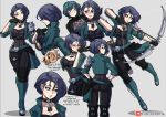  ! !! 1boy 2girls armor arrow_(projectile) artist_name ass back belt blonde_hair blue_hair blush boots bow_(weapon) breasts byleth_(fire_emblem) byleth_(fire_emblem)_(male) catherine_(fire_emblem) choker cleavage closed_eyes cropped_jacket english_text eyebrows_visible_through_hair eyes_visible_through_hair fire_emblem fire_emblem:_three_houses gloves grey_background holding holding_bow_(weapon) holding_weapon kinkymation knee_boots looking_at_viewer multiple_girls multiple_views pants patreon_username shamir_nevrand short_hair simple_background standing thigh_strap watermark weapon 