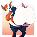  1:1 2020 absurd_res anthro big_breasts big_butt breasts butt cinderace clothing digital_media_(artwork) female hi_res huge_breasts huge_butt hyper hyper_butt lagomorph looking_at_viewer looking_back mammal nintendo pok&eacute;mon pok&eacute;mon_(species) presenting presenting_hindquarters smile solo thick_thighs trinity-fate62 video_games wardrobe_malfunction 