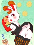  ! animal_crossing anthro anus clothing dress duo female genitals hi_res joe_randel kiss_mark lagomorph legwear leporid male mammal nintendo nipples no_underwear procyonid pussy rabbit raccoon text thigh_highs tiffany_(animal_crossing) tom_nook_(animal_crossing) url video_games 