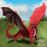 1:1 dexter.98 dexterthekobold dragon feral hi_res male red_dragon scalie solo watermark western_dragon 
