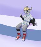  absurd_res anthro chuck_taylor_all_stars clothing converse converse_shoes diaper footwear hi_res legwear looking_at_viewer male pacifier pacifier_clip plantigrade scuzzyfox shoes sitting sneakers socks solo topwear 