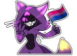  absurd_res alpha_channel bisexual bisexual_pride_colors female fur glowing glowing_eyes glowing_markings hi_res impim lgbt_history_month lgbt_pride male markings peace_signs pride_(disambiguation) pride_colors purple_body purple_fur smile smiling_at_viewer solo soniclux sonicluxhedgeman winking_at_viewer 