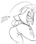  2004 anthro arthropod big_butt butt featureless_crotch female hand_on_thigh insect is_(artist) looking_back monochrome mostly_nude open_mouth presenting presenting_hindquarters simple_background solo sonic_the_hedgehog_(series) white_background wide_hips 