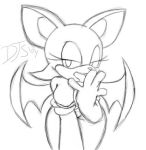  2004 anthro big_breasts breasts capcom chiropteran cleavage clothed clothing darkstalkers female finger_fetish finger_lick finger_play fingers gloves handwear is_(artist) leaning leaning_forward licking looking_at_viewer low_res mammal monochrome presenting presenting_breasts rouge_the_bat seductive solo sonic_the_hedgehog_(series) tongue tongue_out video_games 