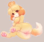  2020 3_toes animal_crossing anthro areola big_breasts blonde_hair blush breasts brown_eyes brown_hair butt canid canine canis digital_media_(artwork) domestic_dog eyelashes feet female fluffy fluffy_tail full-length_portrait fur genitals glistening glistening_body glistening_eyes glistening_hair glistening_skin grey_background hair hand_on_thigh hi_res isabelle_(animal_crossing) long_tail lying mammal multicolored_body multicolored_fur multicolored_hair multicolored_skin nintendo nipples nude nude_female on_side open_mouth pawpads perilun pink_areola pink_nipples portrait pussy shih_tzu short_hair side_view signature simple_background slit solo thick_thighs tied_hair toes topknot toy_dog two_tone_body two_tone_fur two_tone_hair two_tone_skin video_games white_body white_fur white_skin yellow_body yellow_skin 