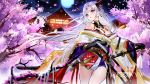  cleavage horns japanese_clothes open_shirt phantomoon sword tameiki wallpaper 