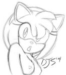  2004 amy_rose anthro breasts bust_portrait clothed clothing eulipotyphlan female hedgehog is_(artist) low_res mammal monochrome nipples portrait sketch solo sonic_the_hedgehog_(series) topless 