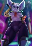  anthro breasts camel_toe clothing female hi_res lombax looking_at_viewer lysergide mammal navel nipple_outline ratchet_and_clank rift_apart_lombax solo video_games 