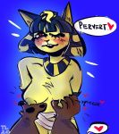  &lt;3 &lt;3_eyes animal_crossing ankha_(animal_crossing) blush breast_fondling breast_squish breasts domestic_cat felid feline felis female fondling hand_on_breast mammal nintendo solo squish tuesdaylust video_games 