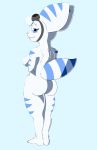  absurd_res alien anthro blue_eyes breasts female from_behind_position hi_res lombax long_ears looking_at_viewer looking_back mammal matidramon pose ratchet_and_clank rift_apart_lombax sex solo striped_tail stripes thick_thighs video_games 