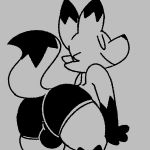  1:1 3_fingers ball_bulge black_and_white black_nose boxers_(clothing) butt butt_focus canid canine clothing digital_media_(artwork) eyes_closed facebook_fox fingers fox gloves_(marking) male mammal markings monochrome smile solo squishy_(artist) thick_thighs underwear 