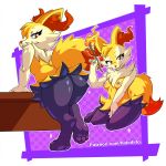  1:1 anthro braixen breasts butt canid canine colored female fire hi_res hidoihito hindpaw mammal nintendo nipples patreon paws pok&eacute;mon pok&eacute;mon_(species) small_breasts smile solo video_games 