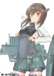  1girl absurdres bike_shorts breasts brown_eyes brown_hair covered_nipples headgear highres kantai_collection medium_breasts medium_hair ototoi_koi pleated_skirt skirt smile taihou_(kantai_collection) tight 