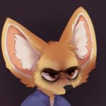  1:1 2020 anthro big_ears black_nose brown_eyes canid canine cheek_tuft clothed clothing disney facial_tuft fennec finnick fox fur head_tuft hi_res inner_ear_fluff mammal pervenche simple_background solo tuft yellow_body yellow_fur zootopia 