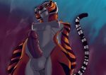  anthro balls breasts dreamworks erect_nipples felid genitals gynomorph hi_res intersex kung_fu_panda looking_down mammal master_tigress nipples pantherine penis perineum sabrotiger small_breasts solo tiger vein veiny_penis 