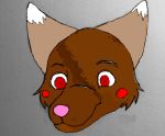  black_eyebrows brown_body brown_fur canid canine canis cheek_spots eyebrows feral fur male mammal pink_nose red_eyes sfw_edit small_pupils solo white_ear_tips wolf 