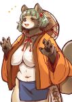  anthro blush breasts clothed clothing female fur hair kemono mammal procyonid raccoon setouchi_kurage solo 