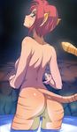  animal_ears ass back breasts breath_of_fire breath_of_fire_ii cat_ears censored from_behind ichijiku looking_back medium_breasts non-web_source nude pussy red_hair rinpoo_chuan short_hair solo source_request tail tan water 