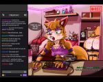  anonymous_artist anthro bent_over big_butt blush blush_lines body_writing braces butt buttplug camera camera_view canid canine clothing detailed_background dialogue dildo donation eyelashes eyeshadow fox gaming hi_res ian_(lechugansfw) inside jack_(lechugansfw) lipstick longhair makeup male male/male mammal mirror mirror_reflection multicolored_eyes oil oiled oiled_butt pink_lighting plug_(sex_toy) praise recording reflection rgb_keyboard rgb_lighting rodent sciurid sex_toy small_shirt solo speech_bubble streaming streaming_setup thong tree_squirrel twerking underwear wide_hips 