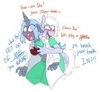  1_horn 2018 angry anthro bangs blue_hair blush bra breast_grab breasts clothing coat crazed_look dialogue doctor duo earth_pony equid equine fan_character female grope hair hand_on_breast hasbro heterochromia horn horse insane lab_coat mammal my_little_pony mythological_creature mythological_equine mythology open_mouth patient patient_gown pony red_pulse_(redxbacon) redxbacon scrubs short_hair simple_background tongue tongue_out topwear underwear unicorn white_background white_hair white_pills_(oc) 
