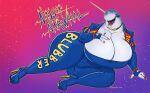  2024 absurd_res anthro big_breasts boots breasts cetacean cigarette cigarette_smoke cleavage clothed clothing colored_nails dolphin facial_horn female footwear half-closed_eyes hi_res high_heeled_boots high_heels holding_cigarette holding_object horn jewelry jumpsuit looking_at_viewer lying mammal marine monodontid nails narrowed_eyes narwhal necklace netflix nikki_narwhal nose_horn open_mouth rhynobullraq signature slightly_chubby slightly_chubby_anthro slightly_chubby_female smile smiling_at_viewer smoke solo teeth text thelma_the_unicorn thick_thighs tongue toothed_whale wide_hips 