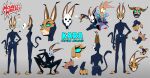  2022 3_toes 4_fingers alien anthro assassin barefoot belt biped caracal caracal_(genus) claws clothed clothing duo ears_up english_text feet felid feline female fingerless_armwear fingers hi_res humanoid inner_ear_fluff kara_(monkey_wrench) logo looking_at_viewer mammal mask model_sheet monkey_wrench_(series) pawpads paws raised_tail shrike_sanchez simple_background suit tail teal_sclera text toe_claws toeless_legwear toes tuft zeurel 