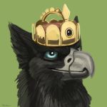  1:1 2020 avian beak black_body black_fur blue_eyes crown digital_media_(artwork) fur grey_beak gryphon headshot_portrait mythological_avian mythology portrait rhaenjarr 