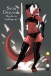  anthro athletic big_breasts black_horn breasts clothing dragon erthy3d female hair hi_res horn legwear lightning model_sheet panties pinup pose red_body rubber rubber_suit senadragonis_(character) solo solo_focus thick_thighs thigh_highs underwear white_hair yellow_eyes 