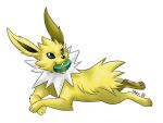  2015 alpha_channel ambiguous_gender black_inner_ear black_nose eeveelution feral fur holding_object jolteon lying nintendo object_in_mouth pawpads pink_pawpads pok&eacute;mon pok&eacute;mon_(species) raven_allocen simple_background solo thunder_stone transparent_background tuft video_games white_body white_fur yellow_body yellow_fur 
