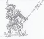  anthro armor buckteeth claws clothed clothing crestfallenartist empty_eyes fully_clothed graphite_(artwork) greyscale headgear helmet holding_object holding_weapon looking_aside male mammal melee_weapon monochrome murid murine pencil_(artwork) polearm rat rodent simple_background skaven snout solo spiked_armor spiked_helmet spikes standing teeth toe_claws traditional_media_(artwork) warhammer_(franchise) warhammer_fantasy weapon white_background 