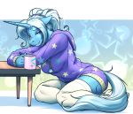  2020 absurd_res alternate_hairstyle anthro clothing cup digital_media_(artwork) equid equine female friendship_is_magic furniture hi_res horn mammal my_little_pony mykegreywolf solo table trixie_(mlp) unicorn 