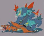  2019 ambiguous_gender ambiguous_penetrated anthro anthro_on_anthro blue_body blush bodily_fluids charizard claws crocodilian digital_media_(artwork) dragon duo feraligatr fire interspecies k0bit0wani lying male male/ambiguous male/male male_penetrating male_penetrating_ambiguous membrane_(anatomy) membranous_wings nintendo nude on_front open_mouth orange_body penetration pok&eacute;mon pok&eacute;mon_(species) reptile scalie sex sharp_teeth simple_background tail_pull tears teeth tongue video_games wings 