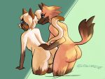  2020 absurd_res animal_crossing anthro backsack balls big_butt breasts brown_body brown_fur butt canid canine canis digital_media_(artwork) domestic_cat duo eyelashes eyeshadow felid feline felis female fur genitals hair hand_on_butt hi_res loodlenoodleart makeup male male/female mammal nintendo nude percy_(teckworks) raised_tail signature simple_background smile video_games vivian_(animal_crossing) white_body white_hair wolf 
