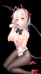  arknights breasts heels horns nipples no_bra pantyhose tail tattoo w_(arknights) xianyujun_sam 