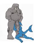  2018 angry anthro anus arm_hair augensinum ball_fondling ball_lick balls balls_in_face barefoot bayron_(character) belly belly_hair biceps big_balls big_belly big_dom_small_sub big_ears big_feet big_muscles big_pecs big_penis biped blue_body blue_eyes blue_skin body_hair chest_hair colored digital_drawing_(artwork) digital_media_(artwork) diphallism duo elephant elephantid erection feet fin fin_piercing fish flaccid flaccid_cock flat_colors fondling foreskin forrest_(bayron) furgonomics furry-specific_piercing gaping gaping_anus genitals grey_body grey_skin guide_lines hands_on_balls hands_on_hips huge_penis humanoid_genitalia humanoid_penis interspecies kneeling lamnid lamniform leg_hair leg_tattoo licking line_art looking_at_another looking_at_partner looking_down mako_shark male male/male mammal marine multi_genitalia multi_penis multicolored_body multicolored_skin muscular muscular_male navel nipples nude oral overweight overweight_male pachyderm pecs penis piercing proboscidean proboscis_(anatomy) sex shark shark_tail simple_background size_difference stern tattoo tongue tongue_out trunk_(anatomy) tusks two_tone_body two_tone_skin vein veiny_penis white_background 