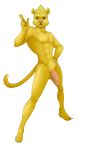  10:16 abs absurd_res balls cougar crossed_fingers felid feline genitals hand_on_hip hi_res humanoid_genitalia humanoid_penis looking_at_viewer male mammal penis pose simple_background small_balls solo yellow_body 
