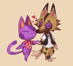  &lt;3 2020 animal_crossing anthro anthro_on_anthro bob_(animal_crossing) brown_body brown_fur canid canine canis clothed clothing dar digital_media_(artwork) domestic_cat duo eyes_closed felid feline felis fur hand_holding hi_res interspecies kyle_(animal_crossing) male male/male mammal nintendo purple_body purple_fur simple_background smile video_games walking wolf 