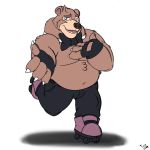  1:1 2020 alto_(breeze_in_the_clouds) anthro belly bottomwear breeze_in_the_clouds brown_body brown_fur clothing fur hi_res humanoid_hands male mammal overweight overweight_male pants simple_background solo ufuzzbear ursid white_background 