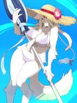  absurd_res anthro bikini blush breasts canid canine canis clothing domestic_dog female fur hair helga_(world_flipper) hi_res kame_3 looking_at_viewer mammal smile solo swimwear video_games white_body world_flipper 