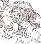  anthro clothing domestic_cat felid feline felis fur glacierclear hi_res league_of_legends looking_at_viewer male mammal rengar_(lol) riot_games simple_background solo video_games 