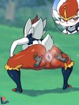  anthro anus bent_over big_butt breasts butt cinderace female genitals hi_res hyper hyper_anus lollipopcon nintendo pok&eacute;mon pok&eacute;mon_(species) pussy side_boob solo video_games 