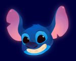  2020 alien black_eyes blue_background blue_body blue_fur blue_nose disney experiment_(lilo_and_stitch) eyebrows fur head_only headshot_portrait lilo_and_stitch notched_ear pink_eyes pink_inner_ear portrait signature simple_background skeyla8 smile stitch_(lilo_and_stitch) teeth 
